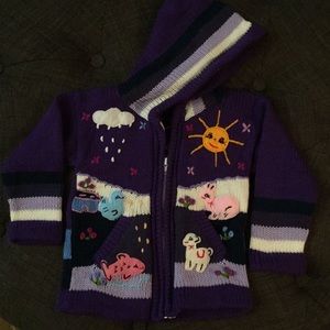 Animal zip up sweater